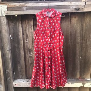 Retrolicious red dress with squirrels